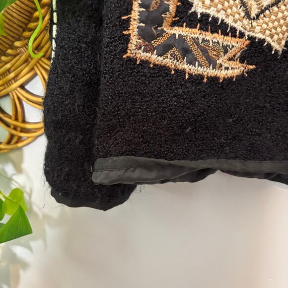 Vtg Black Cardigan Beaded Sequin Geometric Statement Sweater | Dark Autumn - Picture 4 of 9